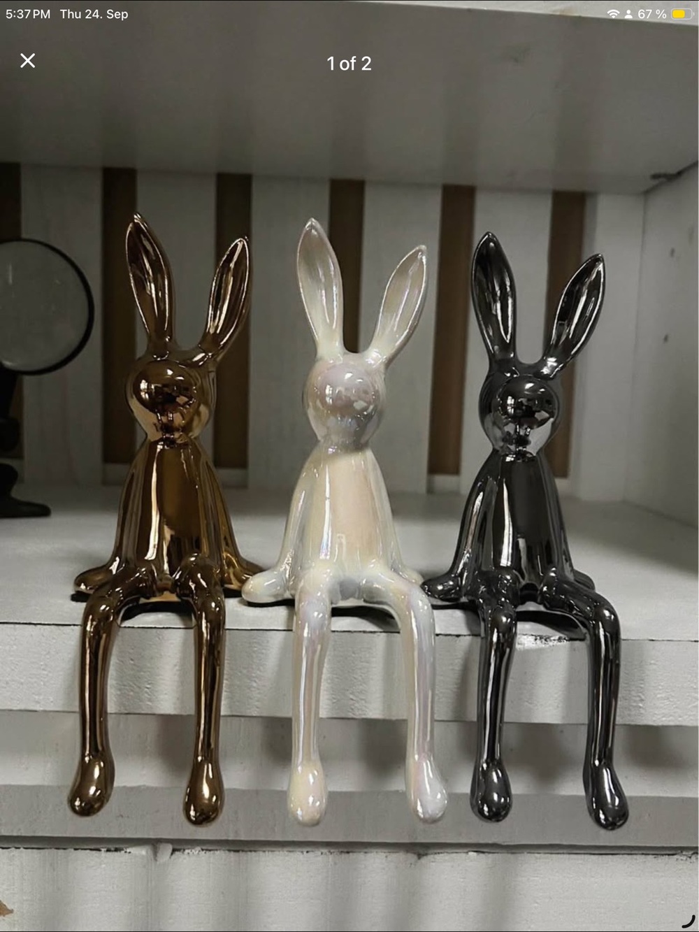 Decorative Ceramic Sitting Bunny Sculpture - White